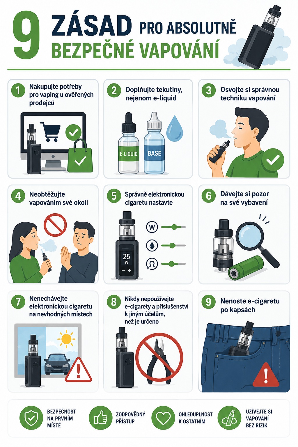 9 zásad pro absolutně bezpečné vapování